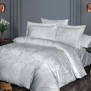 Постельное белье First Choice DORETA хлопковый сатин-жаккард silver евро