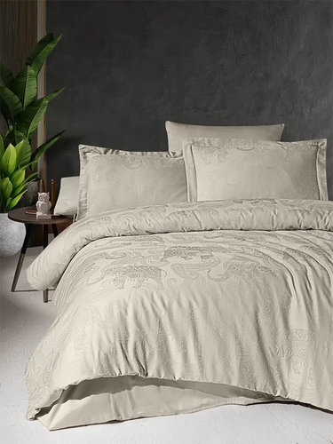 Постельное белье First Choice DORETA хлопковый сатин-жаккард soil евро, фото, фотография