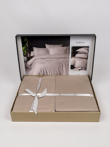 Постельное белье First Choice DORETA хлопковый сатин-жаккард soil евро, фото, фотография