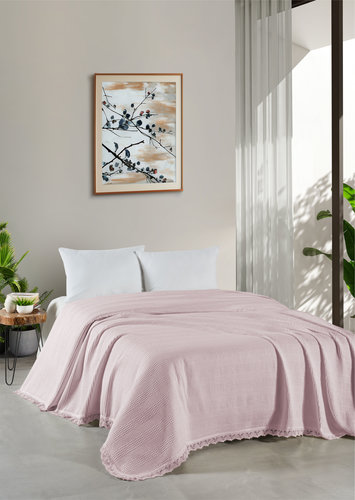 Вафельная простыня-покрывало для укрывания (пике) DO&CO PETEK хлопок лиловый 160х220, фото, фотография