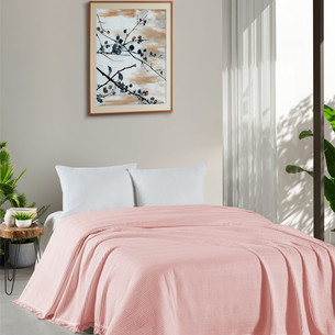 Вафельная простыня-покрывало для укрывания (пике) DO&CO PETEK хлопок розовый 160х220