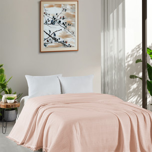 Вафельная простыня-покрывало для укрывания (пике) DO&CO PETEK хлопок персиковый 160х220