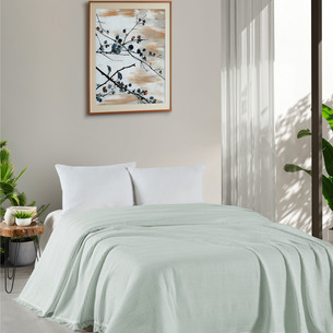 Вафельная простыня-покрывало для укрывания (пике) DO&CO PETEK хлопок зелёный 160х220