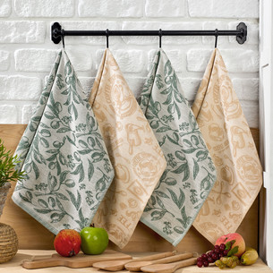 Подарочный набор полотенец для кухни 50х60(4) Meteor BRUNCH COFFEE хлопковая вафля