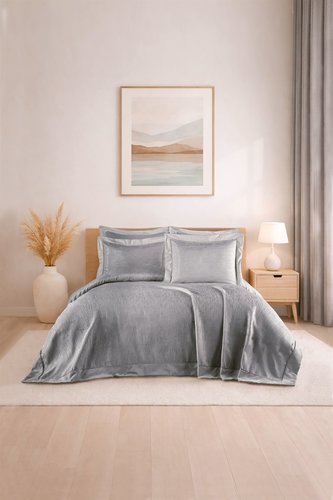 Покрывало гобеленовое DO&CO DIAMOND жаккард полиэстер серый 240х260, фото, фотография