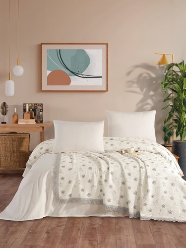 Вафельная простыня-покрывало для укрывания (пике) DO&CO TUL хлопок серый 220х240, фото, фотография