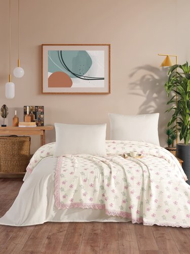 Вафельная простыня-покрывало для укрывания (пике) DO&CO TUL хлопок лиловый 220х240, фото, фотография