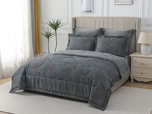 Постельное белье без пододеяльника с одеялом Sofi De Marko РЕНАТО хлопковый сатин V19 семейный, фото, фотография