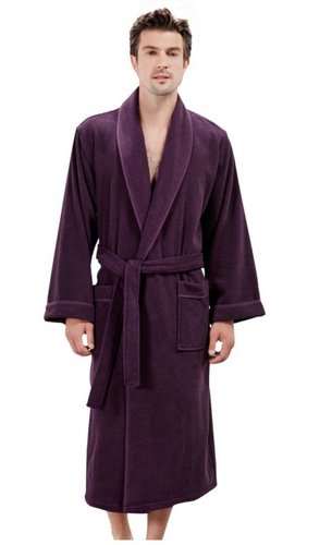 Халат мужской Soft Cotton LORD хлопковая махра фиолетовый M, фото, фотография