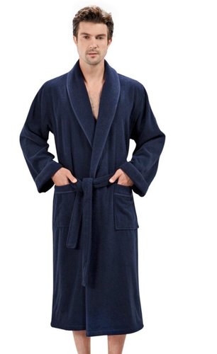 Халат мужской Soft Cotton LORD хлопковая махра тёмно-синий 2XL, фото, фотография