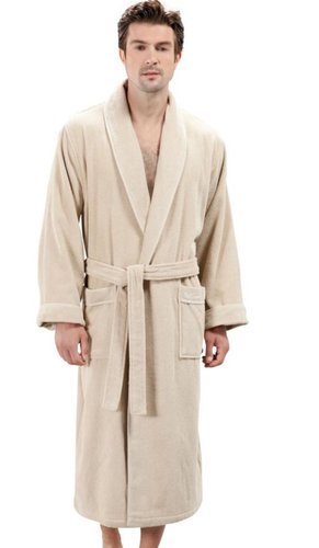 Халат мужской Soft Cotton LORD хлопковая махра бежевый M, фото, фотография