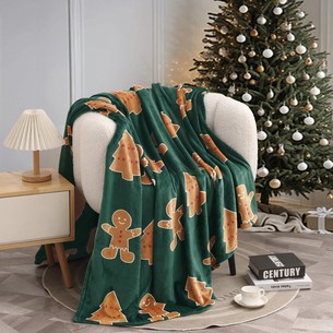 Плед-покрывало Sofi De Marko CHRISTMAS CAKE велсофт зелёный 150х200