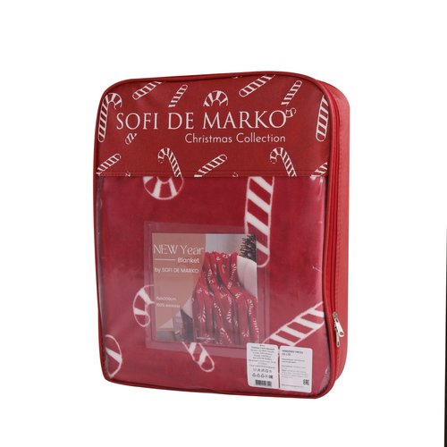 Плед-покрывало Sofi De Marko CHRISTMAS CANDY велсофт крансый 150х200, фото, фотография