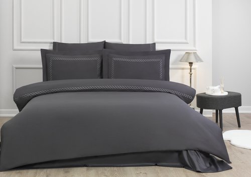Постельное белье Tivolyo Home CATENA хлопковый люкс-сатин антрацит евро, фото, фотография
