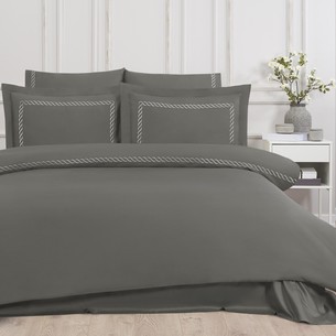 Постельное белье Tivolyo Home CATENA хлопковый люкс-сатин тёмно-серый евро