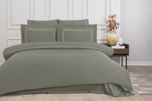 Постельное белье Tivolyo Home CATENA хлопковый люкс-сатин хаки евро, фото, фотография