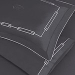 Постельное белье Tivolyo Home CHANEL хлопковый люкс-сатин антрацит евро, фото, фотография