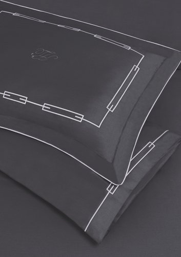 Постельное белье Tivolyo Home CHANEL хлопковый люкс-сатин антрацит евро, фото, фотография