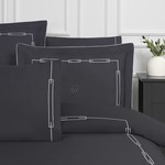 Постельное белье Tivolyo Home CHANEL хлопковый люкс-сатин антрацит евро, фото, фотография