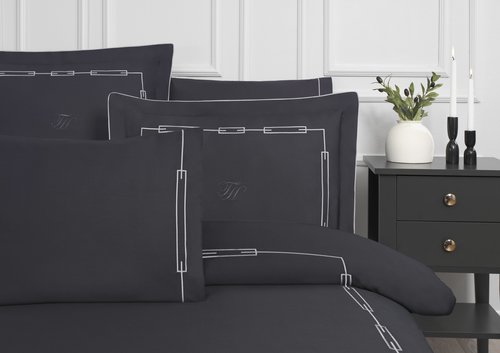 Постельное белье Tivolyo Home CHANEL хлопковый люкс-сатин антрацит евро, фото, фотография
