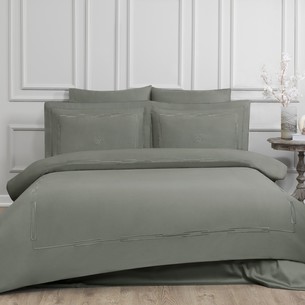 Постельное белье Tivolyo Home CHANEL хлопковый люкс-сатин серый евро