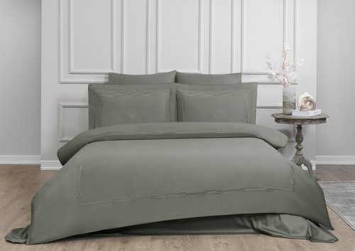 Постельное белье Tivolyo Home CHANEL хлопковый люкс-сатин серый евро, фото, фотография