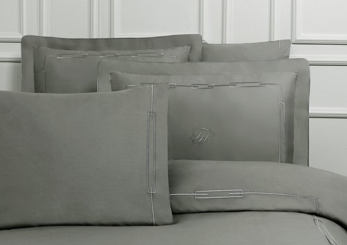 Постельное белье Tivolyo Home CHANEL хлопковый люкс-сатин серый евро, фото, фотография