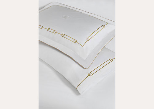 Постельное белье Tivolyo Home CHANEL хлопковый люкс-сатин кремовый+золотой евро, фото, фотография
