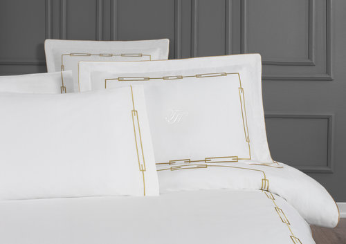Постельное белье Tivolyo Home CHANEL хлопковый люкс-сатин кремовый+золотой евро, фото, фотография