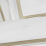 Постельное белье Tivolyo Home LINE хлопковый люкс-сатин кремовый+золотой евро, фото, фотография