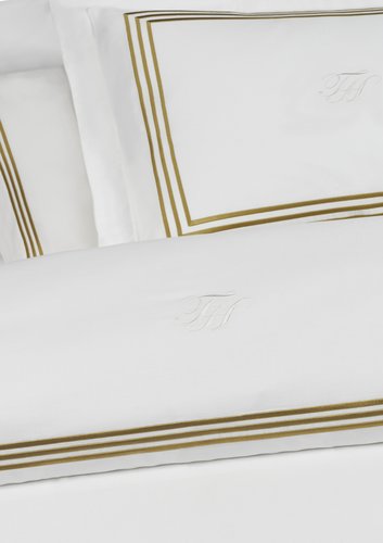 Постельное белье Tivolyo Home LINE хлопковый люкс-сатин кремовый+золотой евро, фото, фотография