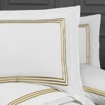 Постельное белье Tivolyo Home LINE хлопковый люкс-сатин кремовый+золотой евро, фото, фотография