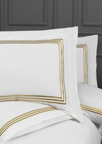 Постельное белье Tivolyo Home LINE хлопковый люкс-сатин кремовый+золотой евро, фото, фотография