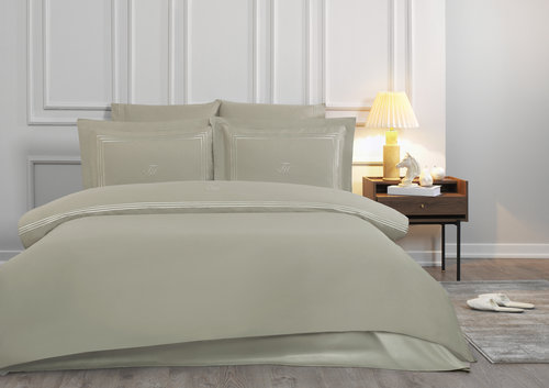 Постельное белье Tivolyo Home LINE хлопковый люкс-сатин серый евро, фото, фотография