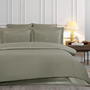 Постельное белье Tivolyo Home LINE хлопковый люкс-сатин хаки евро