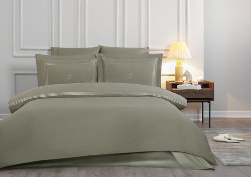 Постельное белье Tivolyo Home LINE хлопковый люкс-сатин хаки евро, фото, фотография