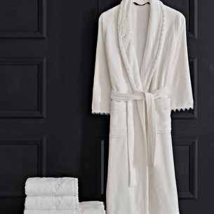 Халат женский Soft Cotton PERLA хлопковая махра экрю S