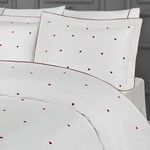 Постельное белье Tivolyo Home TIAMO хлопковый сатин делюкс белый+красный евро, фото, фотография