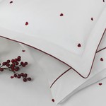 Постельное белье Tivolyo Home TIAMO хлопковый сатин делюкс белый+красный евро, фото, фотография