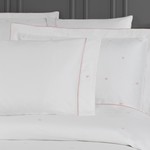 Постельное белье Tivolyo Home TIAMO хлопковый сатин делюкс белый+розовый евро, фото, фотография