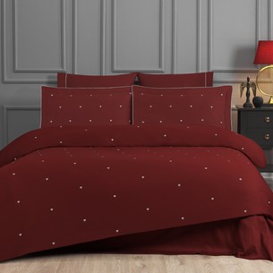 Постельное белье Tivolyo Home TIAMO хлопковый сатин делюкс красный+белый евро