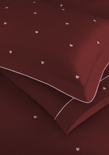 Постельное белье Tivolyo Home TIAMO хлопковый сатин делюкс красный+белый евро, фото, фотография