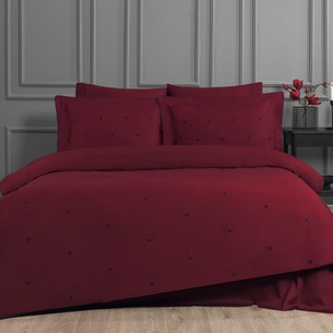 Постельное белье Tivolyo Home TIAMO хлопковый сатин делюкс красный+чёрный евро
