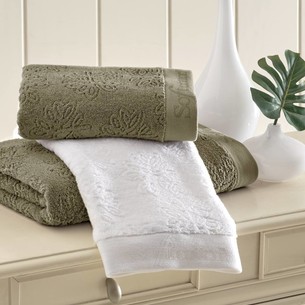 Набор полотенец для ванной 50х100, 75х150 Soft Cotton LEAF хлопковый микрокоттон зелёный