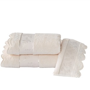 Набор полотенец для ванной 2 пр. Soft Cotton LORA хлопковая махра кремовый