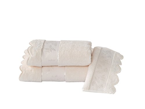 Набор полотенец для ванной 2 пр. Soft Cotton LORA хлопковая махра кремовый, фото, фотография