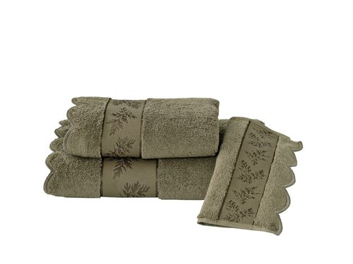 Набор полотенец для ванной 2 пр. Soft Cotton LORA хлопковая махра хаки, фото, фотография
