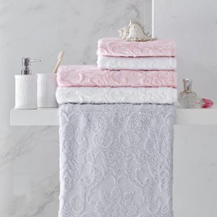 Набор полотенец для ванной 2 пр. Soft Cotton DAMASK хлопковая махра светло-голубой