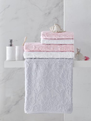 Набор полотенец для ванной 2 пр. Soft Cotton DAMASK хлопковая махра светло-голубой, фото, фотография