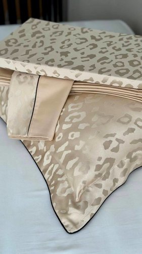 Постельное белье Tivolyo Home PANTHERA хлопковый сатин-жаккард горчичный евро, фото, фотография